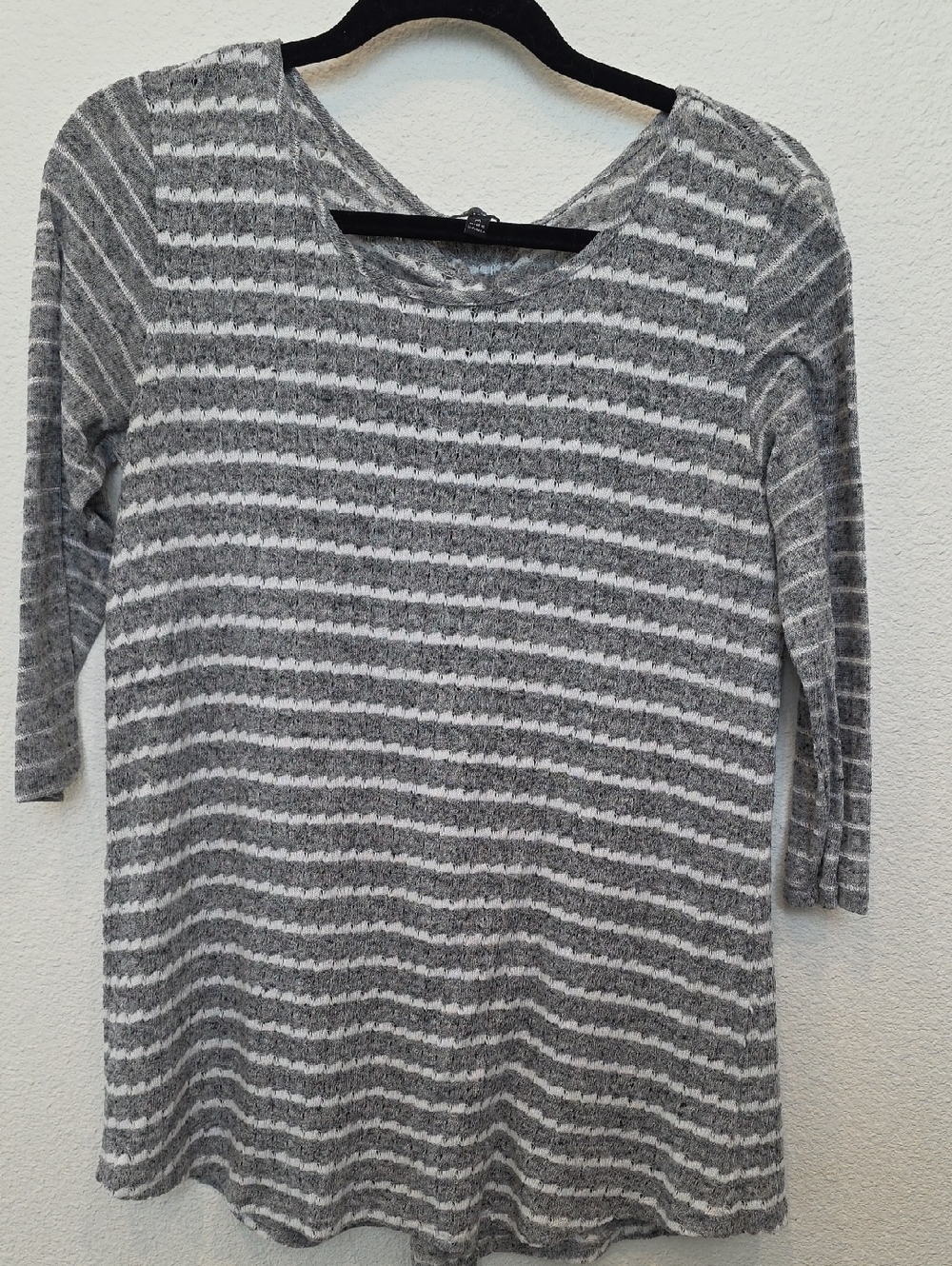 The Limited Gray and White Striped Knit Top